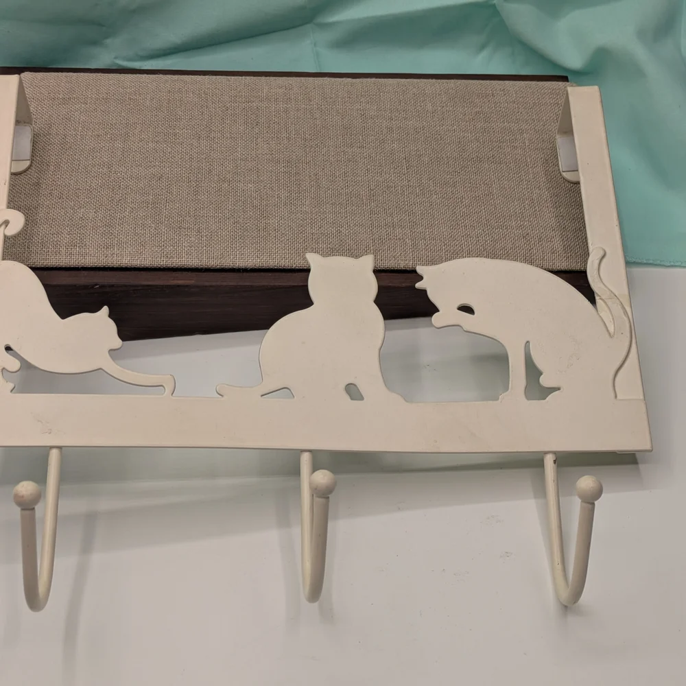 Cat Silhouette Wall Hook Rack - Cream